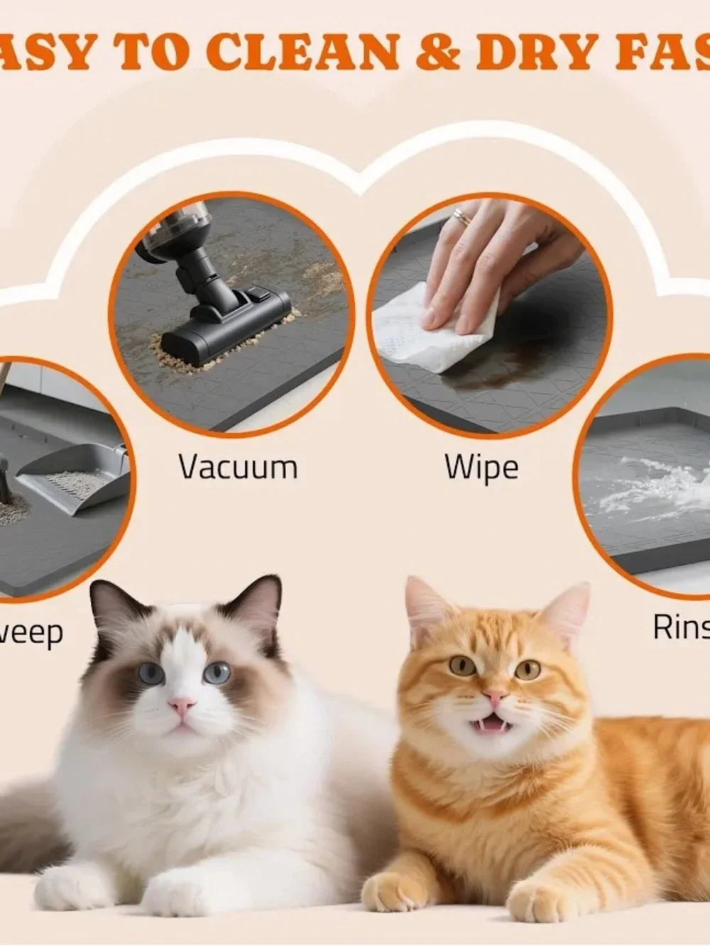 ‼️🔥Powtners Cat Litter Mat - Brown Waterproof Silicone 2 set‼️